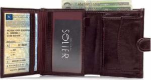 Solier Accessories Portfel męski na zatrzask SOLIER SW01 bordowy 2