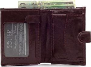 Solier Accessories Portfel męski na zatrzask SOLIER SW01 bordowy 3