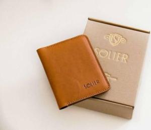 Solier Accessories Portfel męski na zatrzask SOLIER SW01 bordowy 6