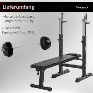 Movit Ławka Fitness czarna + zestaw hantli 30 kg 2
