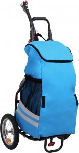 vidaXL Składana przyczepka rowerowa z torbą na zakupy niebiesko-czarna 1
