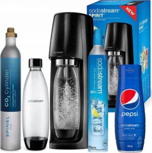 Saturator Sodastream Saturator SodaStream Spirit Easy Czarny jedna butelka + Nabój Spinel Soda + syrop Pepsi 440ml 1