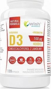 Wish Pharmaceutical WISH Pharmaceutical Vitamin D3 100mcg ŻSPM + Prebiotyk -120caps. 1