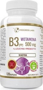 Progress Labs PROGRESS LABS Niacyna (Vitamin B3) 500mg + L-leucyna - 120caps 1