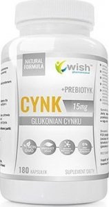Wish Pharmaceutical WISH Pharmaceutical Cynk Glukonian Cynku 15mg + Prebiotyk - 180caps 1