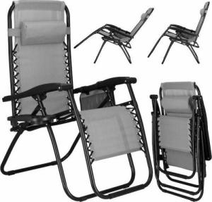 Springos Leżak zero gravity z zagłówkiem ciemny szary UNIWERSALNY 4