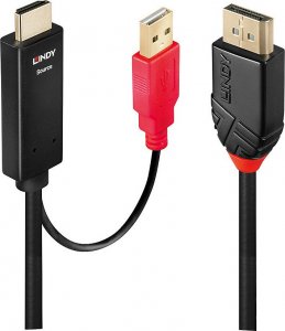 Kabel Lindy DisplayPort - HDMI + USB-A 3m czarny (41427) 1