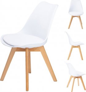 ModernHome Zestaw 4 krzeseł do salonu jadalni z poduszką Białe ModernHome 1