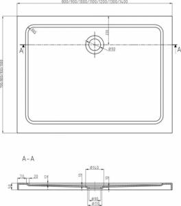 Brodzik Mexen Mexen Flat brodzik prostokątny slim 110 x 80 cm, biały, syfon złoty - 40108011G 5