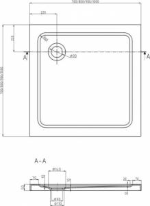 Brodzik Mexen Mexen Flat brodzik kwadratowy slim 90 x 90 cm, czarny, syfon złoty - 40709090G 5