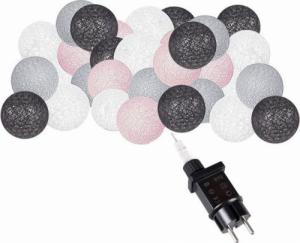 Springos Cotton balls 50 led lampki dekoracyjne, girlanda na prąd grafitowo-białe UNIWERSALNY 1