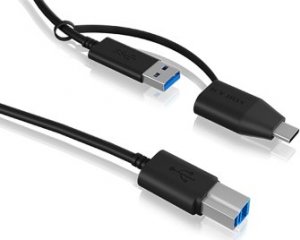 Kabel USB Icy Box USB-B - USB-C + USB-A 1 m Czarny (IB-CB032) 2