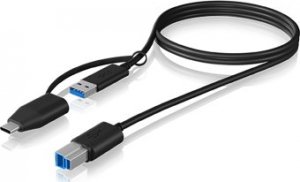 Kabel USB Icy Box USB-B - USB-C + USB-A 1 m Czarny (IB-CB032) 1