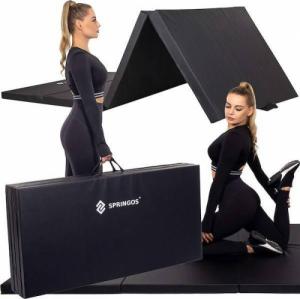 Springos Materac gimnastyczny 3-częściowy FA0065 240 cm x 120 cm x 5 cm czarny 9