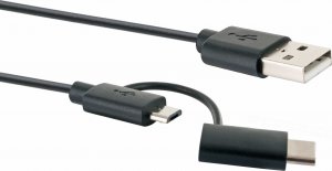 Kabel USB Schwaiger USB-A - microUSB + USB-C 1 m Czarny (CK3112533) 2