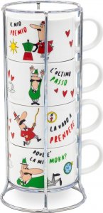 Bialetti Bialetti Italia - Zestaw 4 filiżanek do cappuccino na stojaku 1