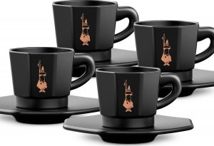 Bialetti Bialetti - Zestaw 4 filiżanek z podstawką - Czarny z miedzianym logo 2
