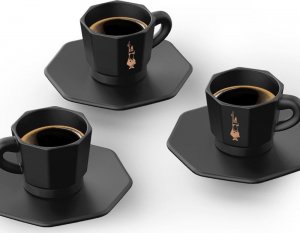 Bialetti Bialetti - Zestaw 4 filiżanek z podstawką - Czarny z miedzianym logo 3
