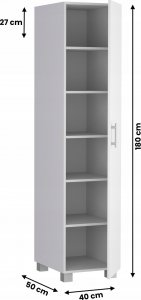 YRKE SZAFA SŁUPEK REGAŁ JEDNODRZWIOWA 180CM BIAŁA YRKE 7