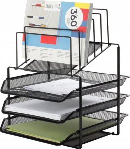 Q-Connect Zestaw na biurko Q-CONNECT Office Set, metalowy, z sorterem dokumentów, 3 szufladki, czarny 1