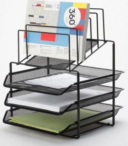 Q-Connect Organizer na biurko 3 półki i sorter metalowy czarny 2