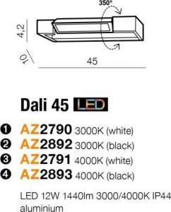 Kinkiet Azzardo Lampa ścienna 4000K Dali 45 AZ2893 Azzardo 3