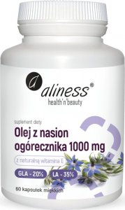 Aliness ALINESS Olej z nasion ogórecznika 20%/35% 1000 mg x 60 caps  one size 1
