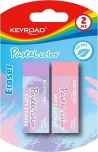 Keyroad Gumka do ścierania KEYROAD, 2szt, blister, pastelowe kolory, mix kolorów 1