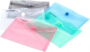 Teczka kopertowa, PP, A6, 115 x 150 x 8 mm, 0,18MIC na zatrzask, display, mix 3