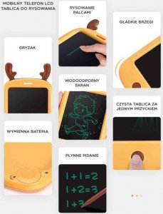 Woopie WOOPIE Smartfon Mobilny Telefon Tablet 4,4" dla Dzieci do Rysowania Znikopis Łoś + Rysik 4