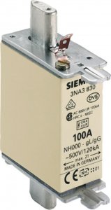 Siemens Wkładka topikowa NH000 100A gG 500V wersja standard zaczepy nieizolowane 3NA3830 1