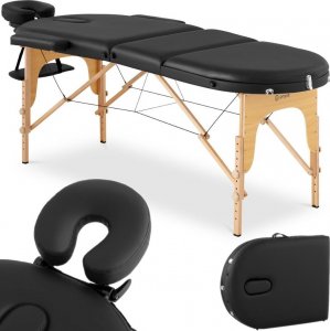 Physa Stół łóżko do masażu przenośne składane z drewnianym stelażem Colmar Black do 227 kg czarne 1