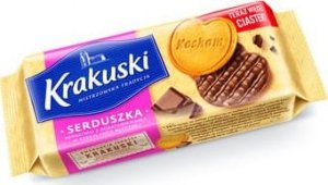 Krakuski Krakuski Herbatniki Serduszka w czekoladzie mlecznej 171g 1