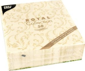 Royal Serwetki, "ROYAL Collection", składane w 1/4, 40 cm x 40 cm, szampański, "Damascato" 50 szt. 1