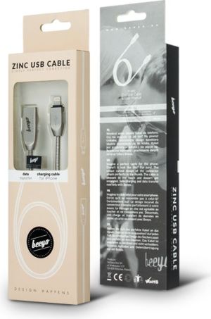 Kabel USB Beeyo USB-A - Lightning 1 m Srebrny (GSM024921) 3