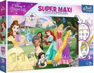 Trefl Dwustronne Puzzle 24 elementy Super Maxi Disney Wesołe Księżniczki 3w1 1