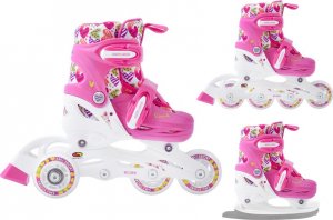 Rolki SMJ sport Combo Hearts z wymienną płozą regulowane różowe r. 30-33 2