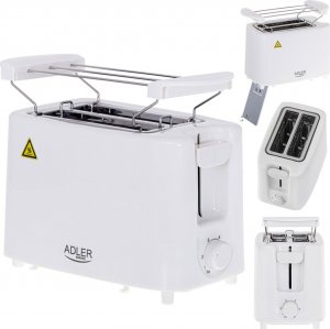 Toster Adler na 2 kromki AD 3223 biały z rusztem do bułek 8