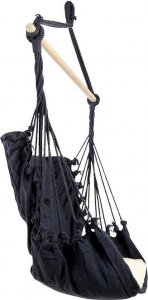 ProGarden Hamak brazylijski fotel podwieszany huśtawka grafitowa poducha beżowa 14