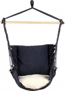 ProGarden Hamak brazylijski fotel podwieszany huśtawka grafitowa poducha beżowa 9