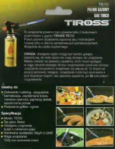 Tiross PALNIK GAZOWY + KARTUSZ 227g LUTLAMPA LUTOWNICA TIROSS TS-705-G 11