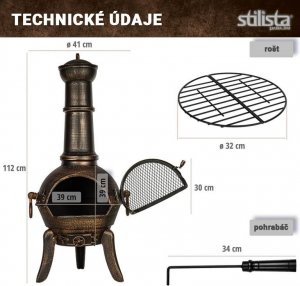 Stilista STILISTA Kominek na zewnątrz, srebrnoszary, 112 cm 4