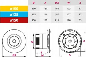 AWENTA Wentylator sufitowy Orbit fi125 155m3/h 17W 230V z fotokomórką i opóźnieniem czasu wyłączenia biały WXO125F 6