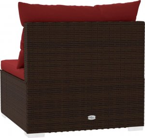 vidaXL Moduł sofy środkowej z poduszkami, brązowy, rattan PE 5