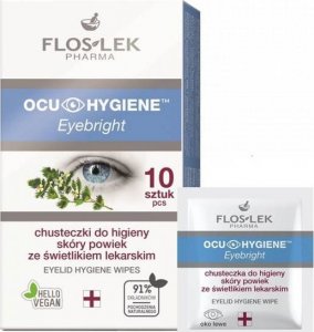 Floslek Floslek Pharma Ocu Hygiene Eyebright Chusteczki do higieny skóry powiek ze świetlikiem 1op.-10szt 1