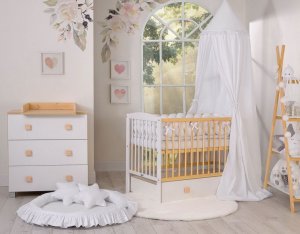 My Sweet Baby Komoda niemowlęca z przewijakiem Leonardo biało-drewniana 2