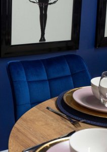 Halmar Krzesło Tapicerowane do Salonu K332 Welurowe Granatowe 2