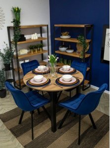 Halmar Krzesło Tapicerowane do Salonu K332 Welurowe Granatowe 4