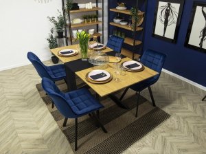 Halmar Krzesło Tapicerowane do Salonu K332 Welurowe Granatowe 5