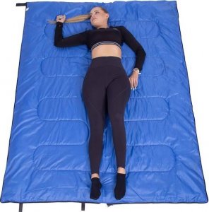 Springos Śpiwór turystyczny 190x73 cm ciepły śpiwór kempingowy czarno-niebieski UNIWERSALNY 24